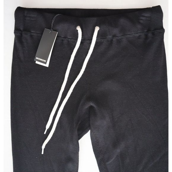 Monrow 119412 Women's Sz Large Black Waffle-Knit Jogger Sweatpants - Picture 7 of 11